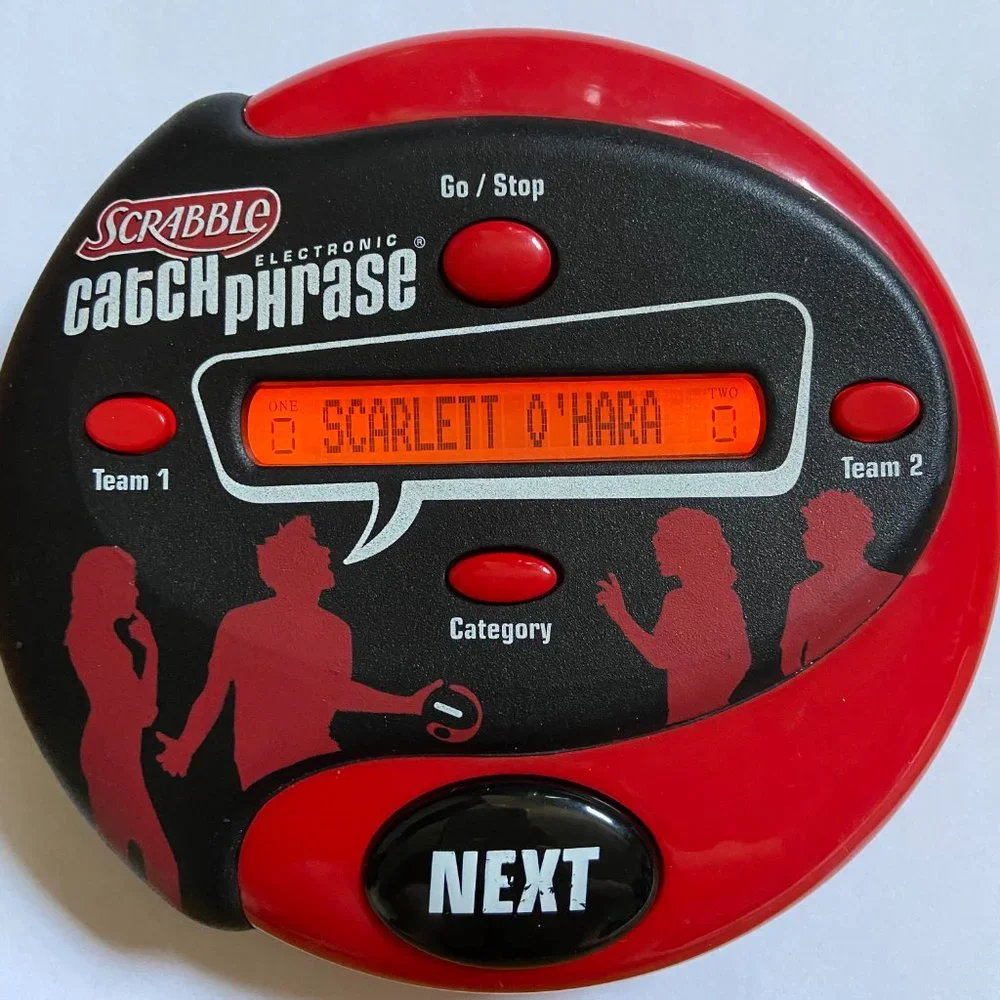 Scrabble Catch Phrase Electronic Game Handheld Team Party Hasbro Tested
